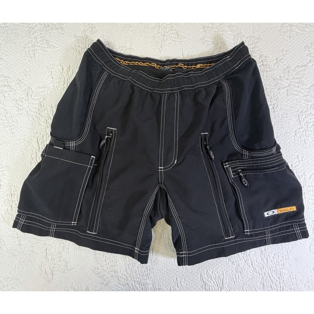 Vintage Y2K Oakley Software Cargo Tactical Multi Pocket Shorts Lined Mens M Bike